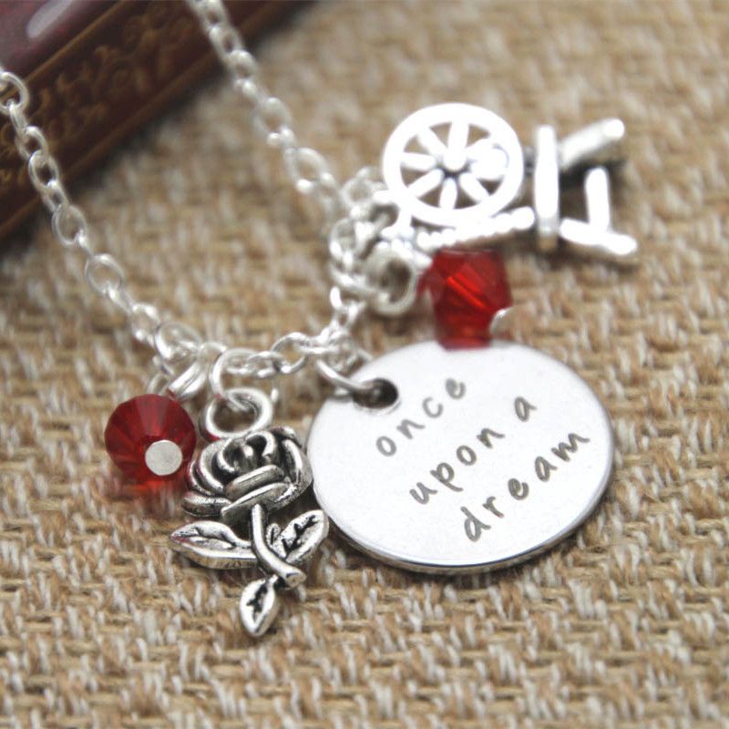 Whole Sleeping Beauty Inspired Necklace Once Upon A Dream Whole Sleeping Beauty Inspired Necklace Once Upon A Dream Princess Aurora Silver Colored Crystals Jewelry Diamond Pendant Necklaces Pendants For