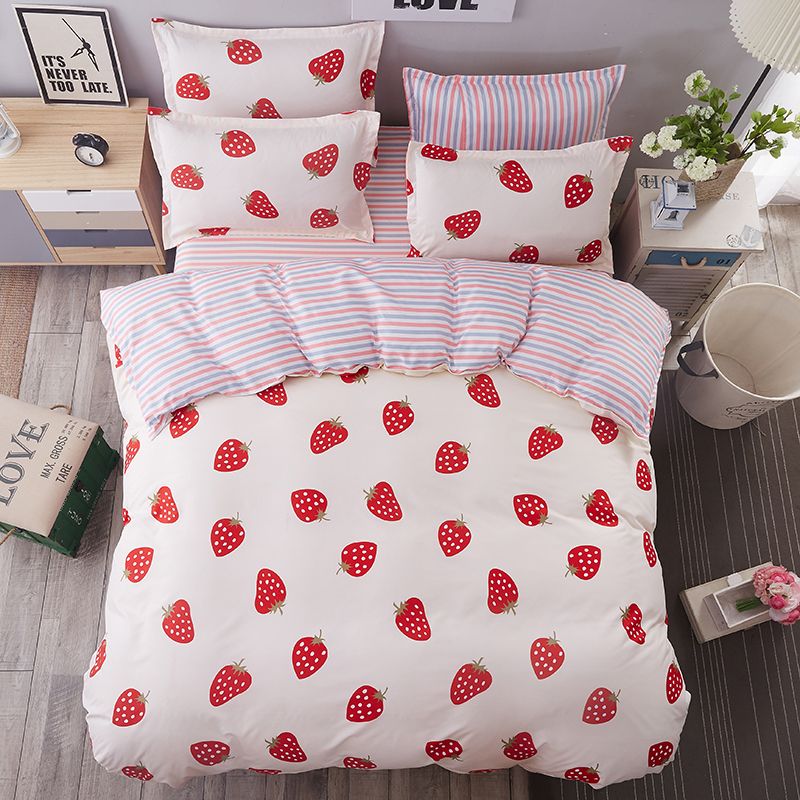 White Red Strawberry Bedding Sets Single Double Queen King Size White Red Strawberry Bedding Sets Single Double Queen King Size Duvet Cover Sheet Set Bedlinen Whole Clearance Beautiful From