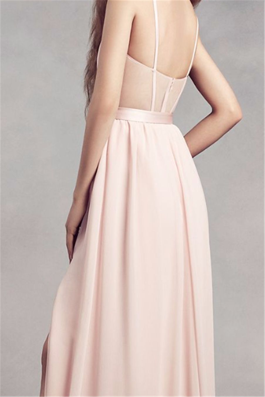 sequin bodice bridesmaid dress with chiffon skirt