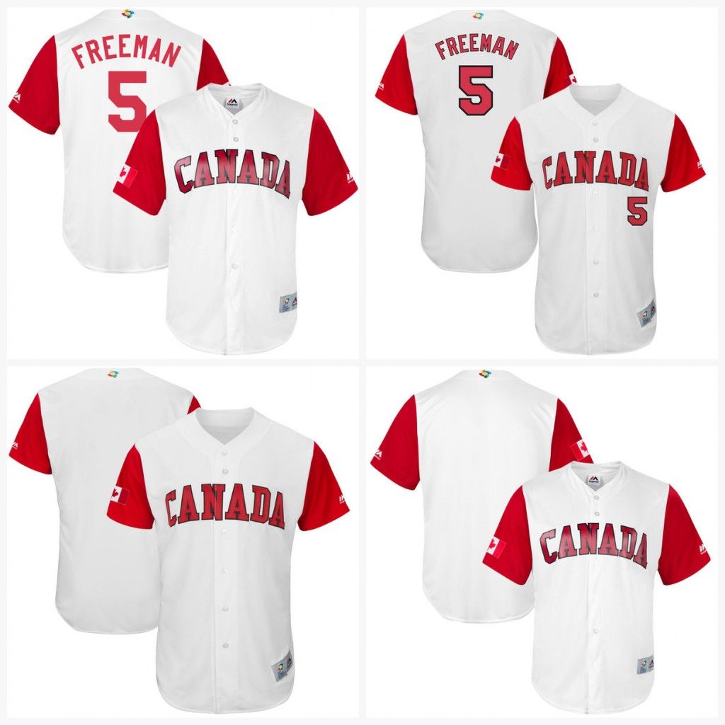 2018 Men Canada Baseball Classic Jersey 5 Freddie Freeman White Cool