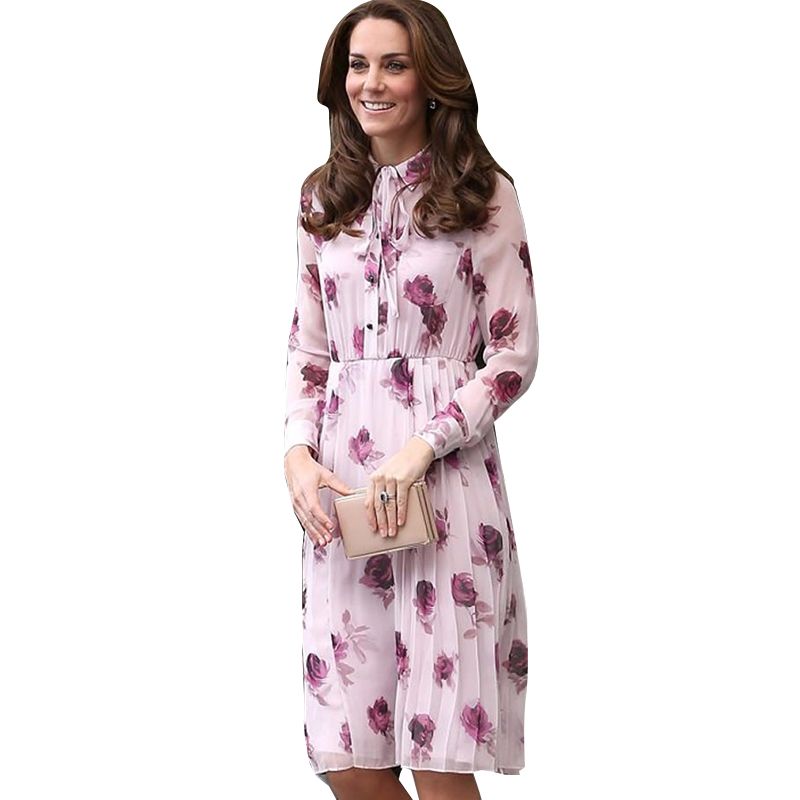 White printed silk long sleeve wrap dress wedding