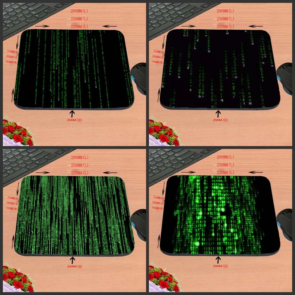 Diy puter Black Green Code Customization Hd Personality Mouse Pad Non Slip Rubber Rectangle Decorate Your Desk As A Gift Gel Wrist Rest Mouse Pad Gel
