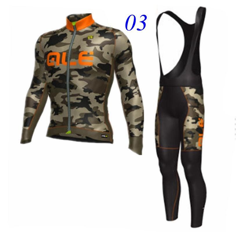 Camouflage Styles Ale 2017 Cycling Jersey Set Long Sleeve Tops+Padded