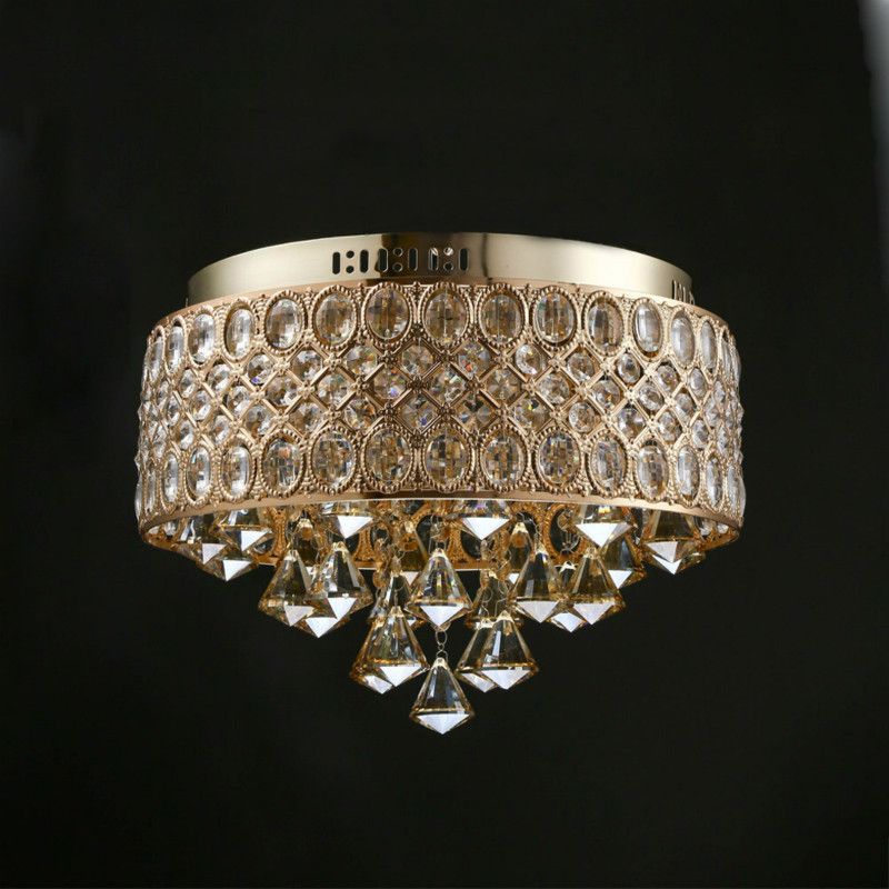 Luxury Crystal Chandelier Gold Ceiling Mount Light Fixture Luxury Crystal Chandelier Gold Ceiling Mount Light Fixture Living Room Bedroom E12 E14 Lights 110v 220v D 15 X H 12 Modern Flush