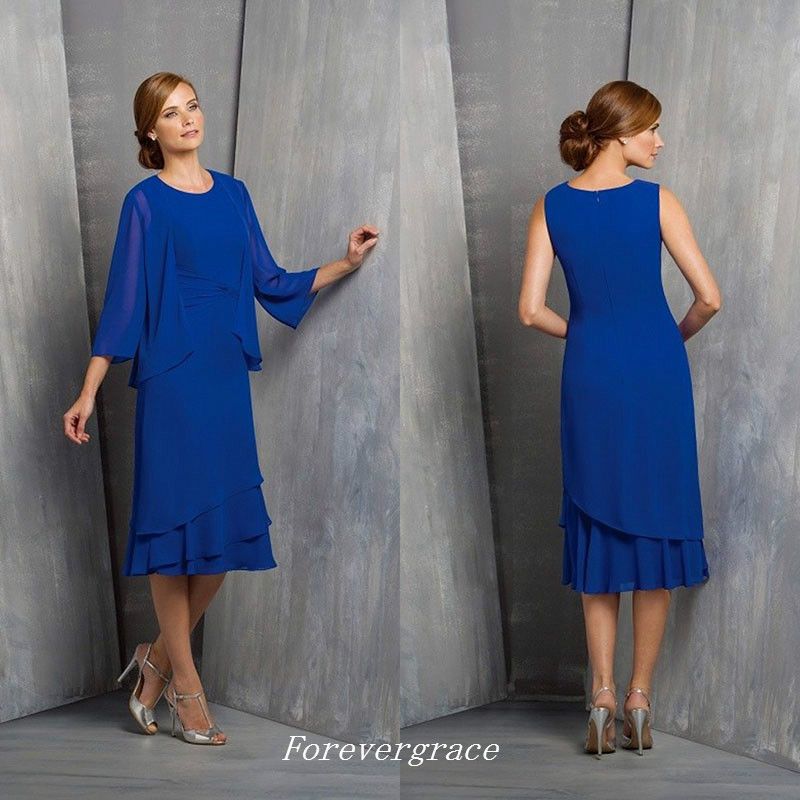 Elegant Royal Blue Mother Of The Bride Dresses Chiffon Formal Godmother ...