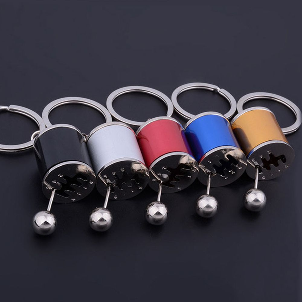 Keychain Key Ring Creative Metal Zinc Alloy Gear Shift Knob Rod 6 Speed