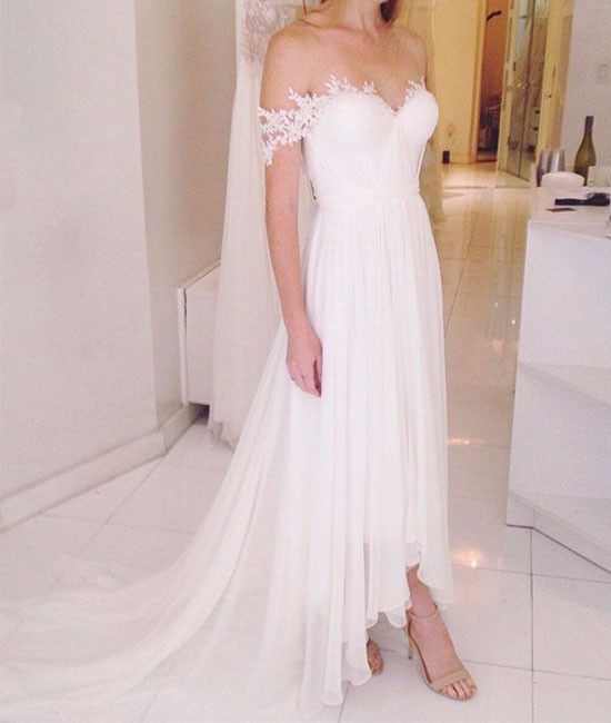 flowy off the shoulder wedding dress