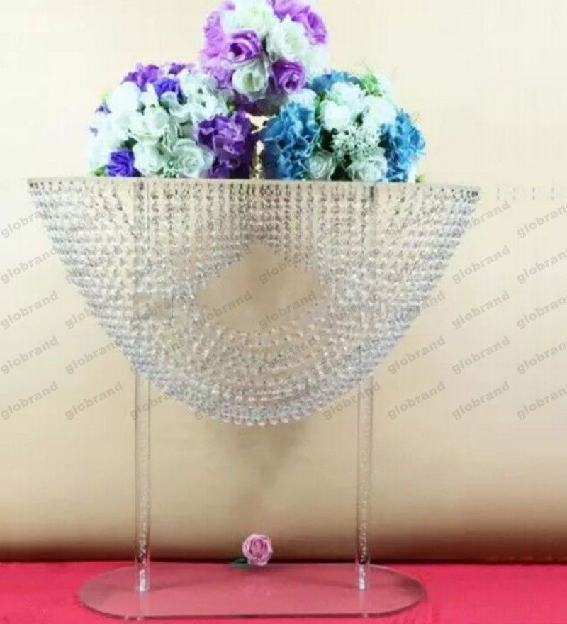 NEW Oval Shape Crystal Acrylic Beaded Wedding Centerpieces Flower Stand