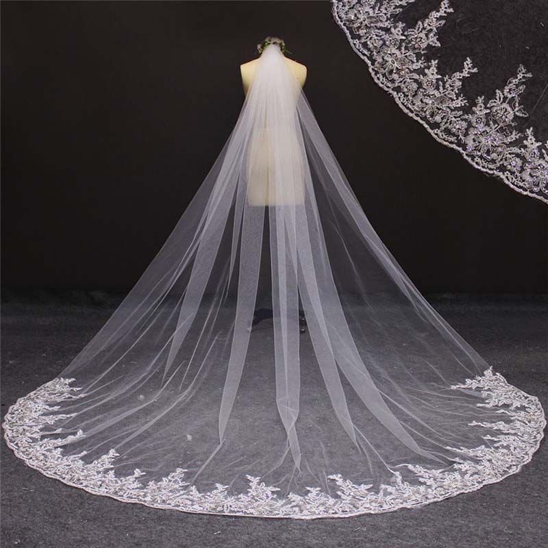 black veil white wedding dress