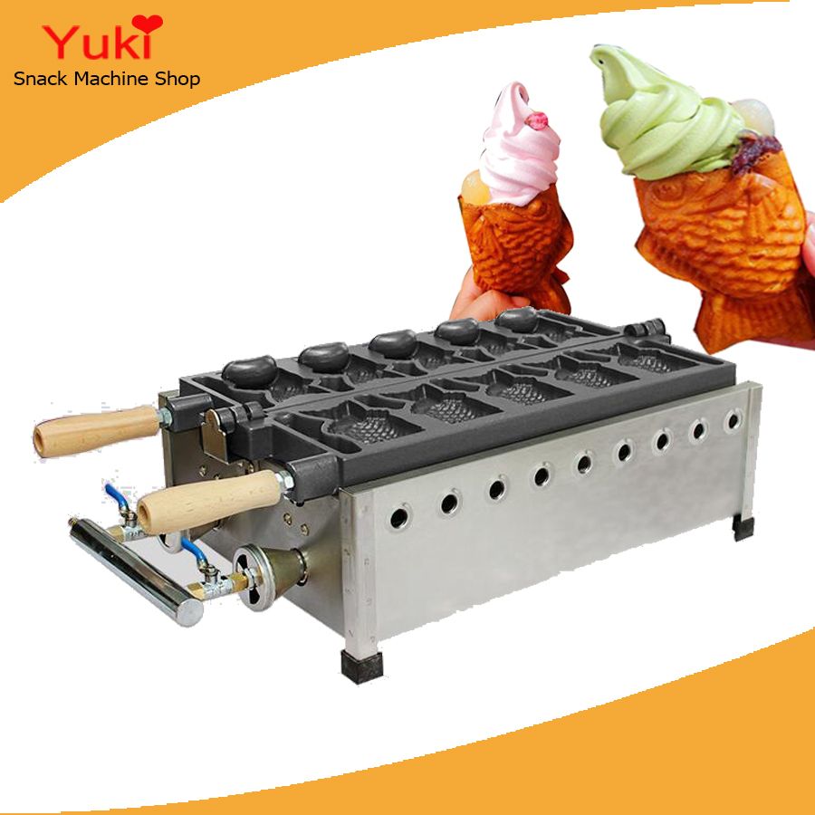 2019 Gas Korean Fish Shape Taiyaki Maker Fish Waffle Baker Commercial