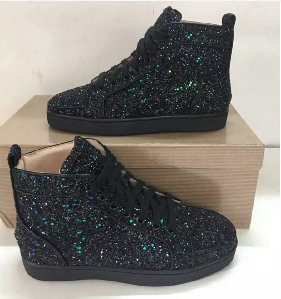 red sequin high top sneakers