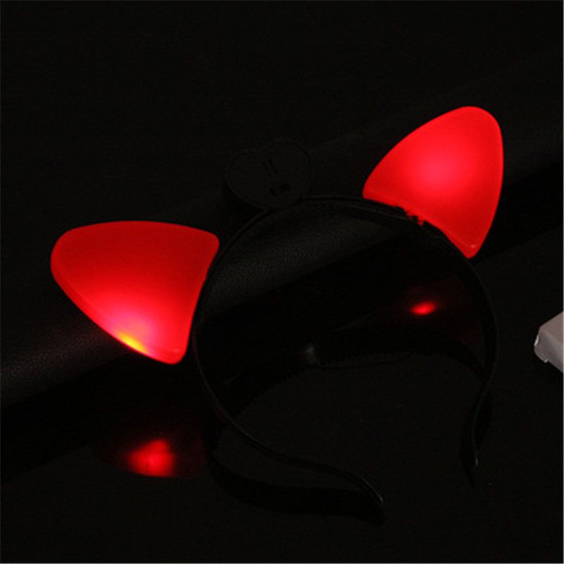 Christmas LED Cat Ears Headband Light Up Plastic Head Hoop Glowing In