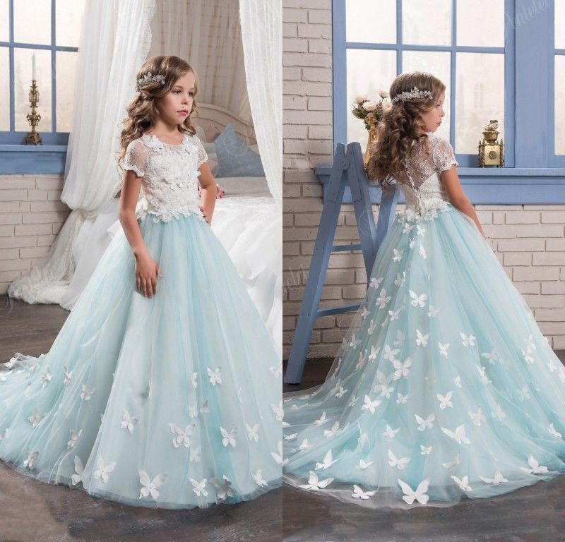 Light Blue Flower Girl Dresses