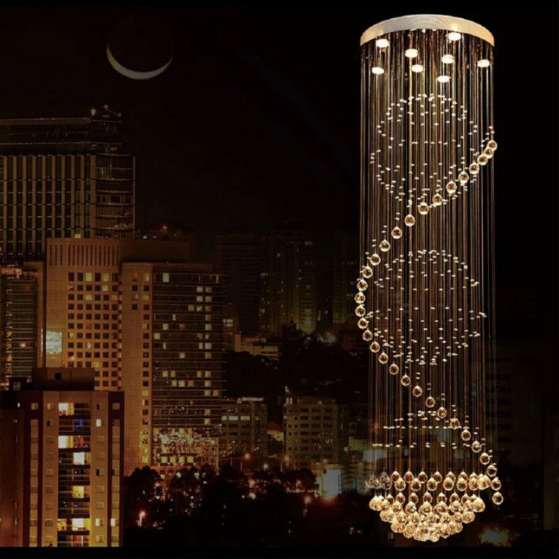 Modern Led Spiral Sphere Rain Drop K9 Crystal Spectacular Ceiling Lighting Fixture Chandelier For Living Room Hotel Hallway Foyer Entry Way Crystals Parts From Selectedlighting 225 33 Dhgate