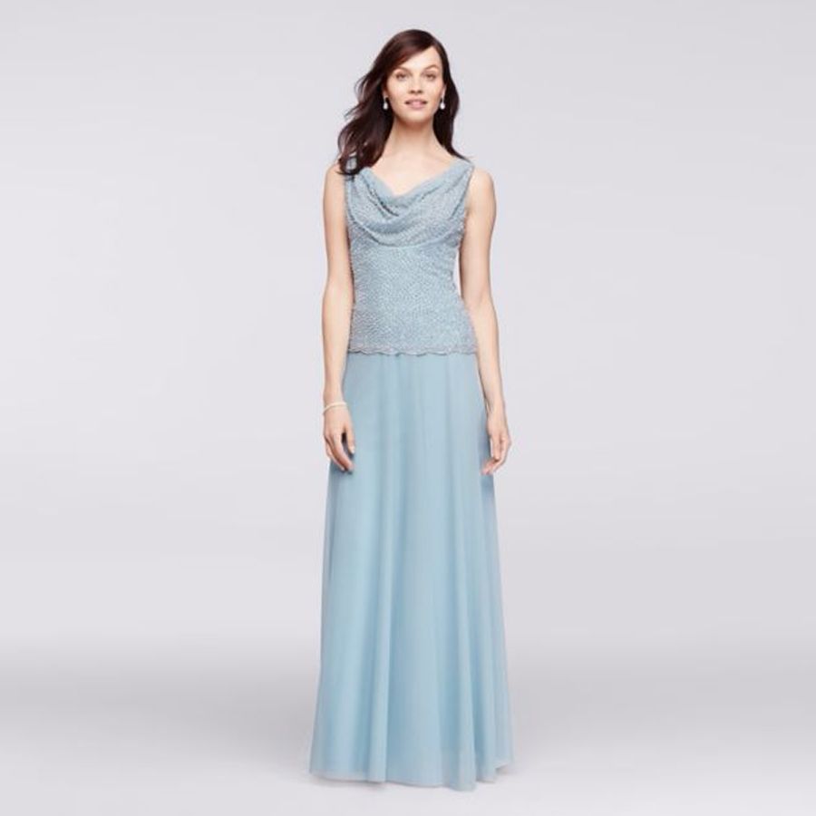 Beaded Cowl Neck Dress