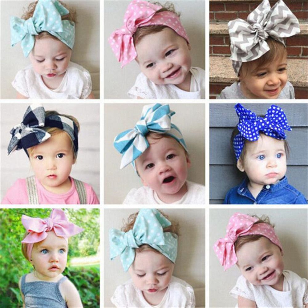 Cotton Infant Baby Headbands DIY Tied Bow Girl Hairband Headwear Kids