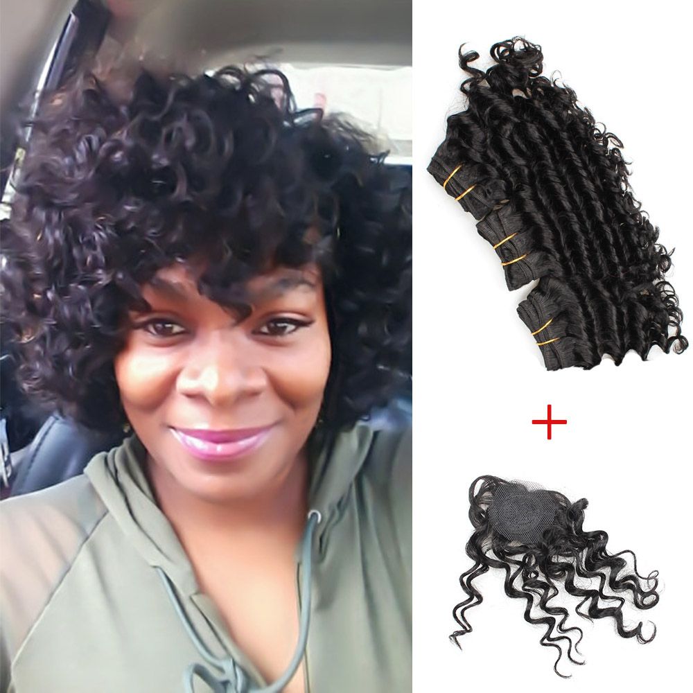 Kiss Hair 8 Inch Deep Wave Unprocessed Virgin Remy Human Hair Weave