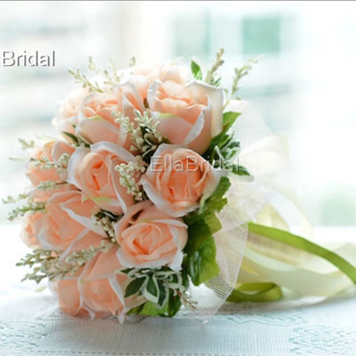 ارتفع النسيج الخوخ اللون باقة الزفاف الساخن Handflower الزفاف العرسان رمي زهرة وصيفه الشرف باقة الزفاف الديكور زهرة مع الشريط 2021 من Ella Bridal 78 44ر س موبايل Dhgate
