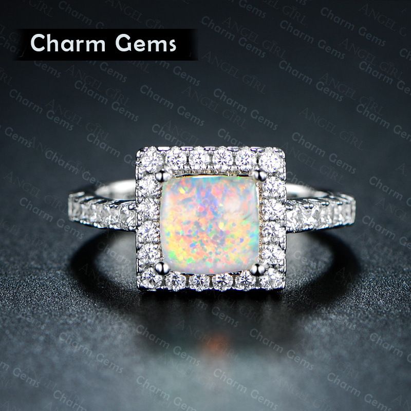 2021 Fashion Jewelry New 925 Silver Opal Couple Ring Fit Pandora Female ...