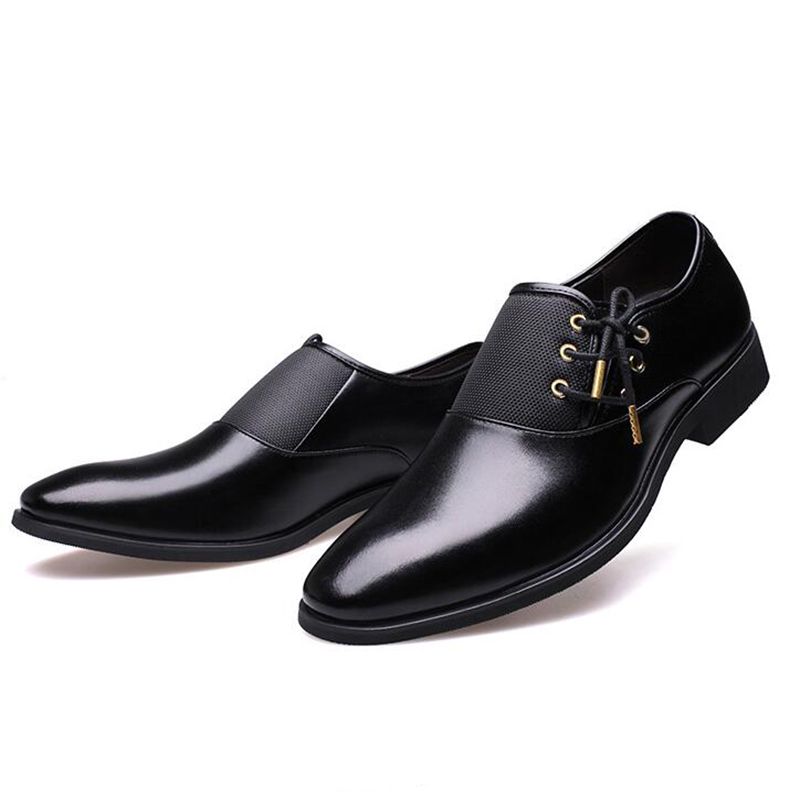 Men'S Black Business Shoes Genuine Leather Wedding Party Shoes Men ...