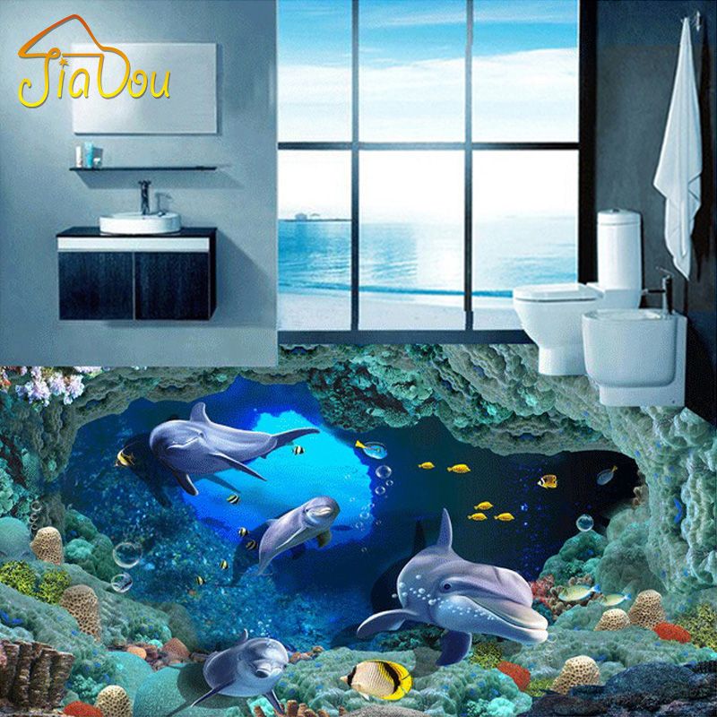 Grosshandel Grosshandels Custom 3d Boden Wallpaper 3d Dolphin Wohnzimmer Badezimmer Boden Gemalde Selbstklebende Wandbild Dekor Vinyl Tapete Wasserdicht Von Galry 30 9 Auf De Dhgate Com Dhgate