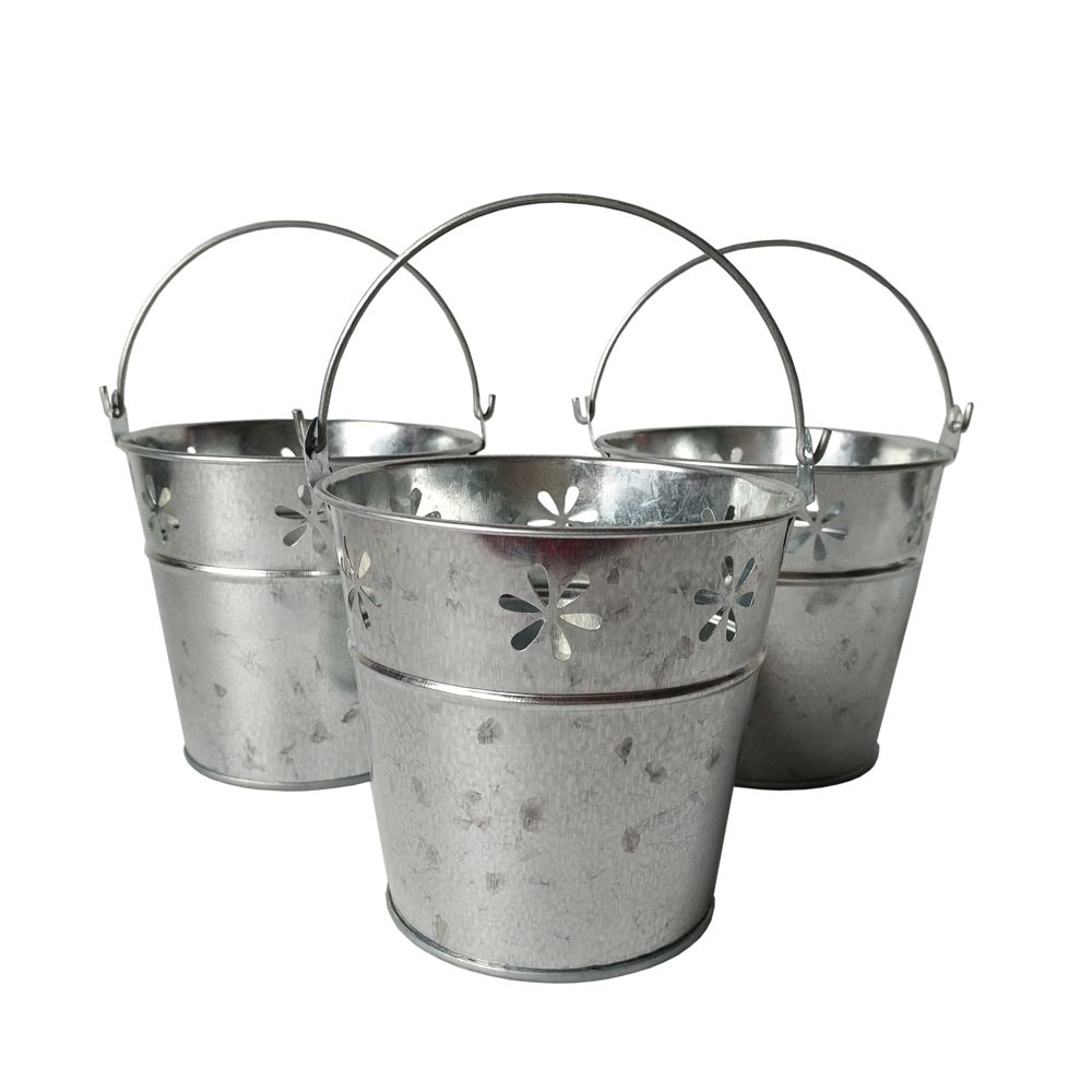 2018 D11 H10cm Silvery Color Metal Plant Round Flower Pot Garden D11 H10cm Silvery Color Metal Plant Round Flower Pot Garden Galvanized Planter Hanging Wedding Tub Bucket