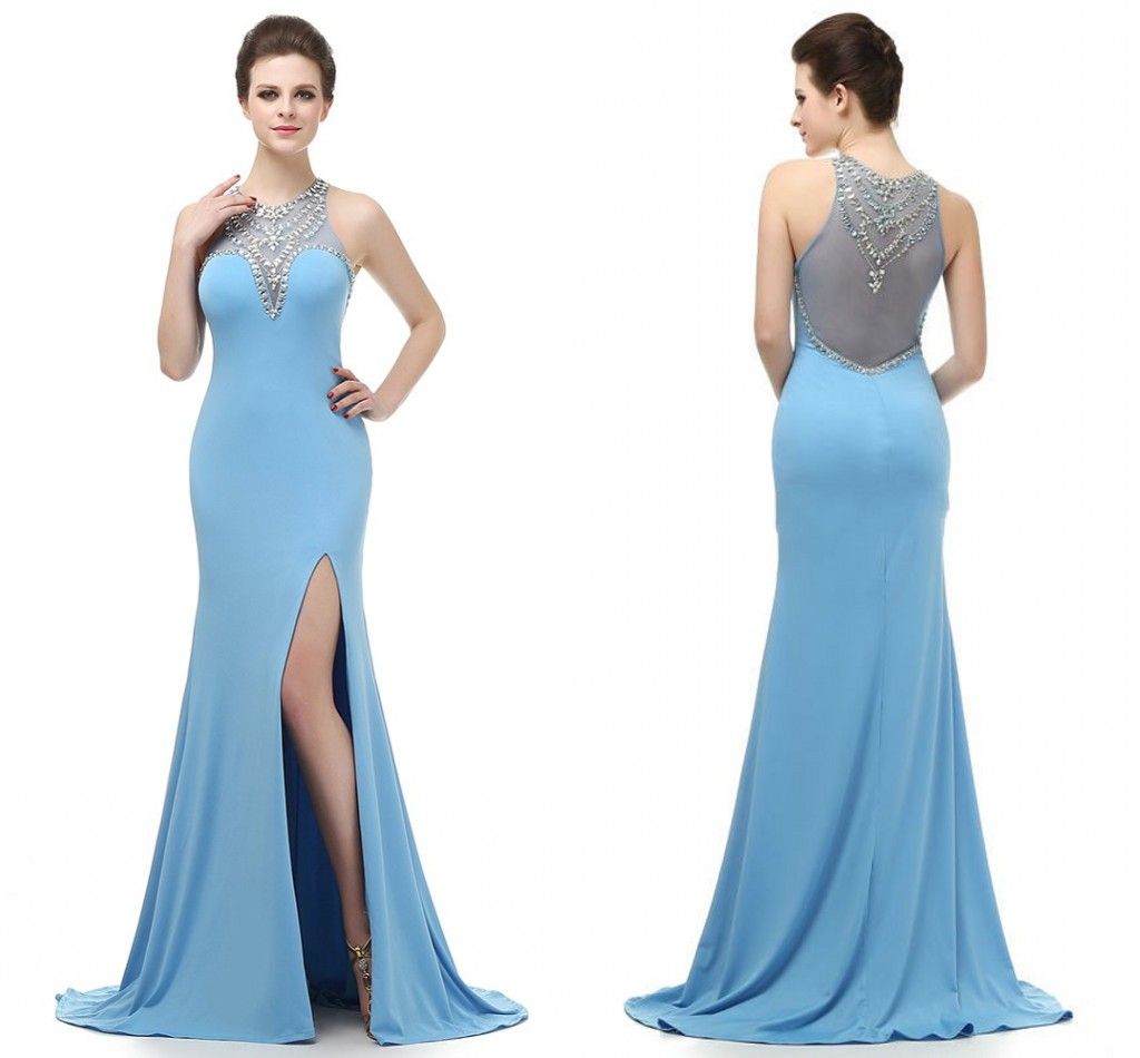 Blue Jersey Prom Dress