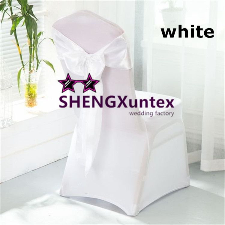 White Wedding Banquet Lycra Spandex Chair Cover And Satin Chair Sash