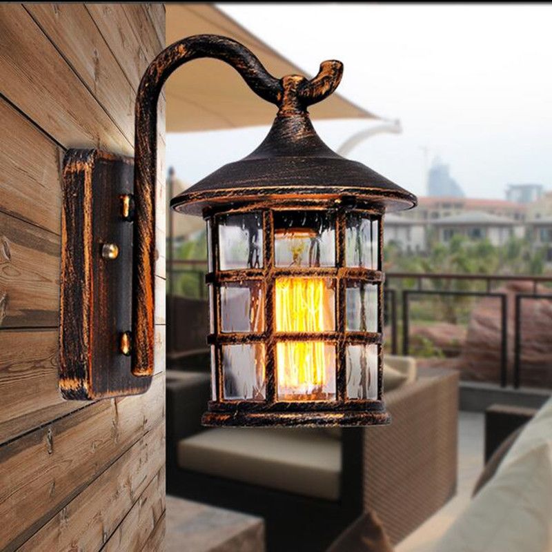 2019 Antique Rustic Iron Waterproof Outdoor Wall Lamp Vintage 2019 Antique Rustic Iron Waterproof Outdoor Wall Lamp Vintage Kerosene Lantern Light Rusty Matte Black Corridor Hallway Sconce From Alice Wu10