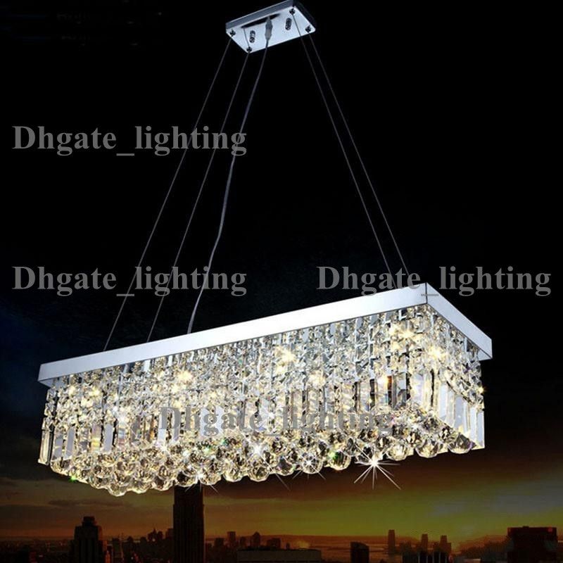 Led Modern Rectangular Crystal Chandelier Light Fixture Pendant Length1000 Width220 Height230mm Voltage 110 240v Light Source Led Material Crystal Stainless Steel Suit For Dining Room Restaurant Foyer Etc