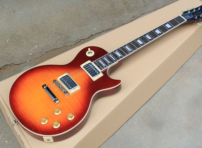 Red Electric Guitar with White Binding,Flame Maple Veneer,Rosewood