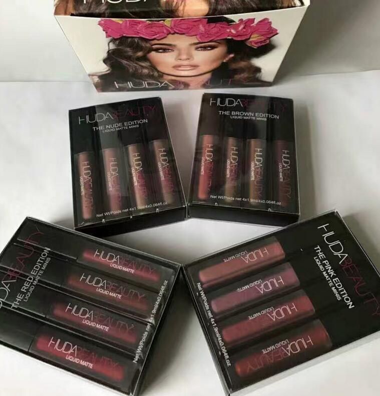 Hot Huda Beauty Liquid Lipstick Kit Set The Red Nude Brown Lip Gloss Pink Edition Matte Liquid Lipsticks Dhl Lip Liner Makeup Brands From Kybeautysz