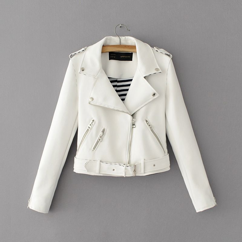 2019 Fashion Mandarin Collar Womens Jackets Black Pink White Leather 2019 Fashion Mandarin Collar Womens Jackets Black Pink White Leather Clothing Slim Motorcycle Jacket Women Outerwear Coats From Bichung