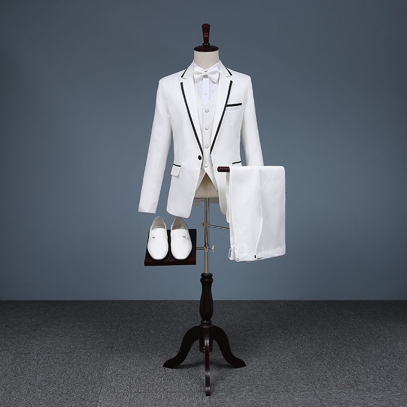 Gerçek Görüntüler Basit Erkekler Suits 3 Parça Düğün Smokin Düğün Için Özel Yapılmış Damat Setleri Ceket + Pantolon + Yelek