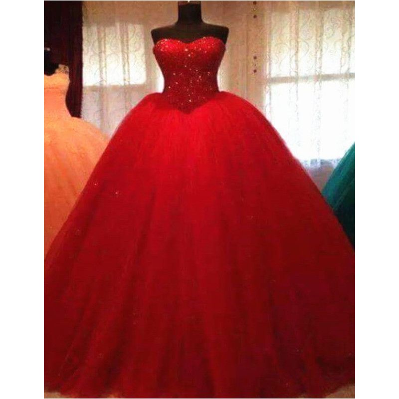 red wedding ball gown