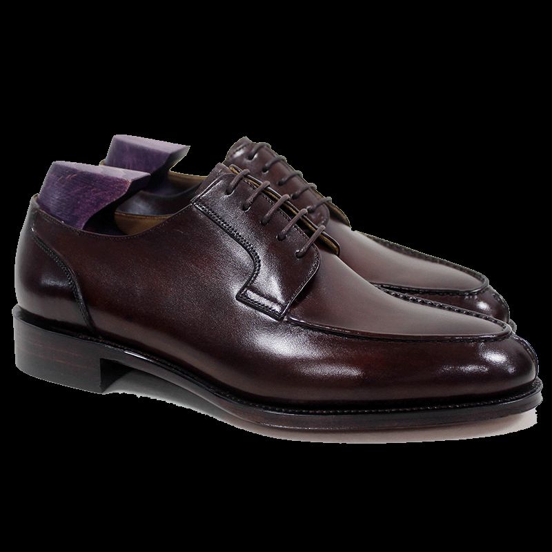 남자 드레스 신발 Oxfords 신발 사용자 지정 손수 신발 라운드 발가락 Derby 정품 송아지 가죽 색상 Patina 브라운 HD-N185