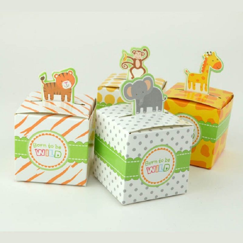 Cute Elephant Giraffe Tiger Monkey Animal Zoo Candy Box Baby