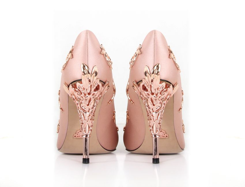 pink satin wedding shoes