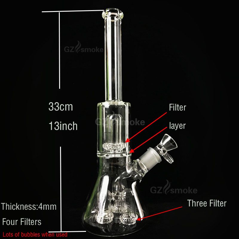 2018 bongs water pipes bong glass pipe thick heavy four filter