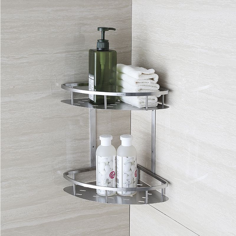 2020 BLH821 Double Tier Brushed Nickel Stainless Steel Wall Bathroom Shelf Shower Caddy Rack
