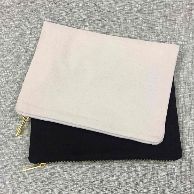 2019 7x10 Inches Blank Natural Cotton Canvas Clutch Bag Plain Canvas Makeup Bag Cosmetic Case ...