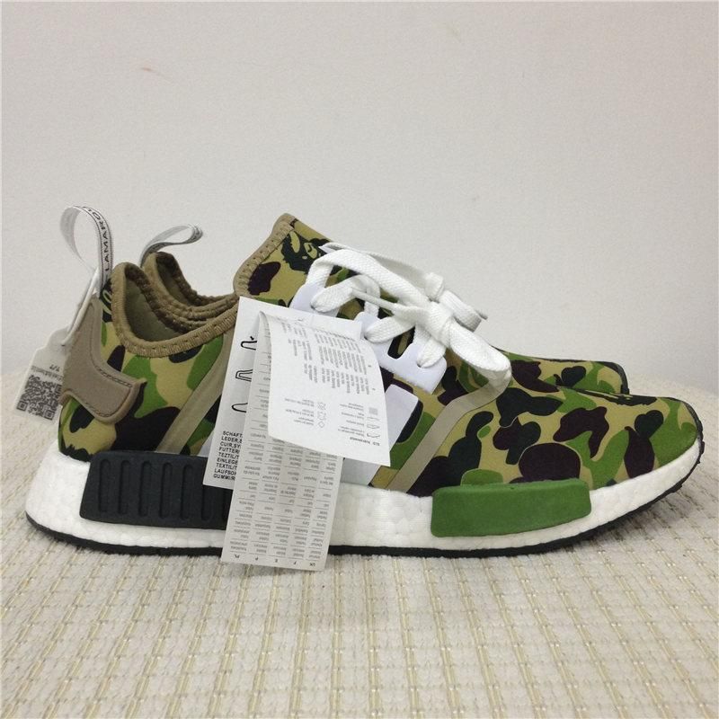 2019 Real Boost Baps X NMD Runner R1 Green Camo Bathing Running Shoes ...