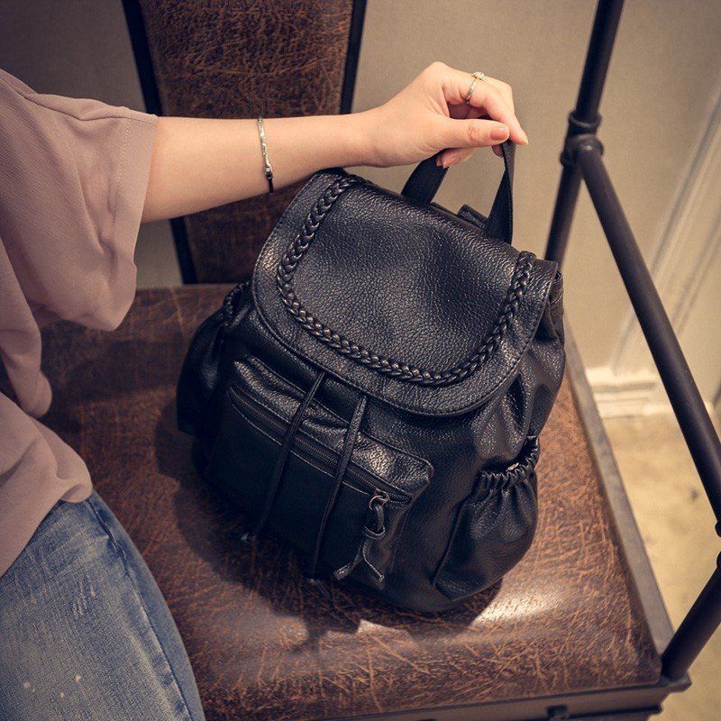 2020 Double Shoulder Bag Female South Korean Edition Pu Fashion School