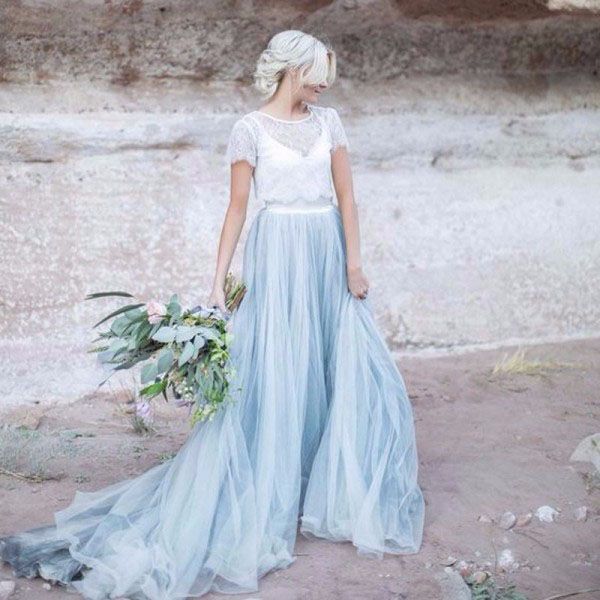 Acquistare Vintage Due Colori Country Abiti Da Sposa In Pizzo Tulle Aperta  Posteriore Spiaggia Abito Da Sposa Colorato Abiti Da Sposa Maniche Corte A  Maniche Corte Poco Costoso Economico | Consegna Veloce