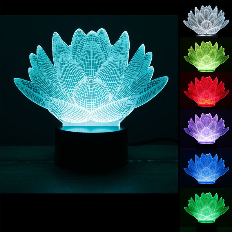 Whole Personality Lotus Flower Usb 3d Led Night Light Changing Whole Personality Lotus Flower Usb 3d Led Night Light Changing Mood Desk Lamp Touch On Kids Living Bedroom Table Pin Maker Machine