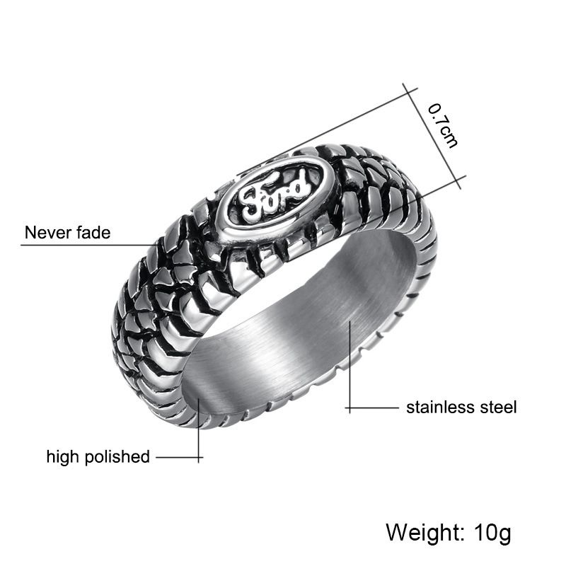 1PC Tire Band Jewelry Stainless Steel Ring Accessories Engagement Gifts Fashion