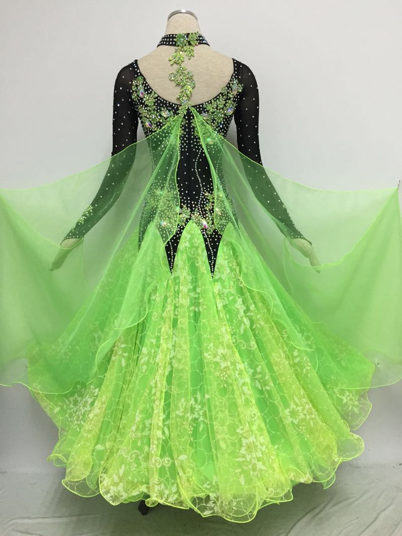 Ballroom Dance Dress Women Custom Made Waltz Competition Dancing Skirt Sparkle Glass Stone Standard Ballroom Dresses