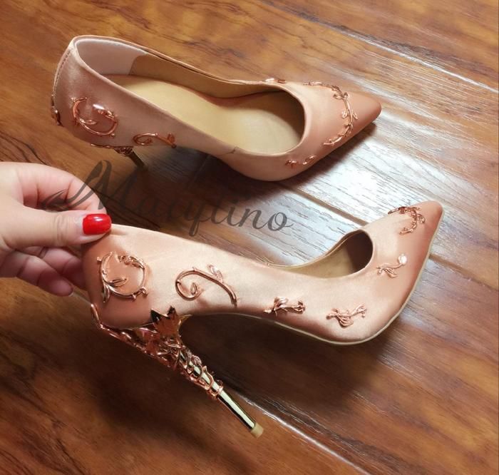 Ornate Filigree Leaf Pointed Toe High Couture Collection SHOES Heel