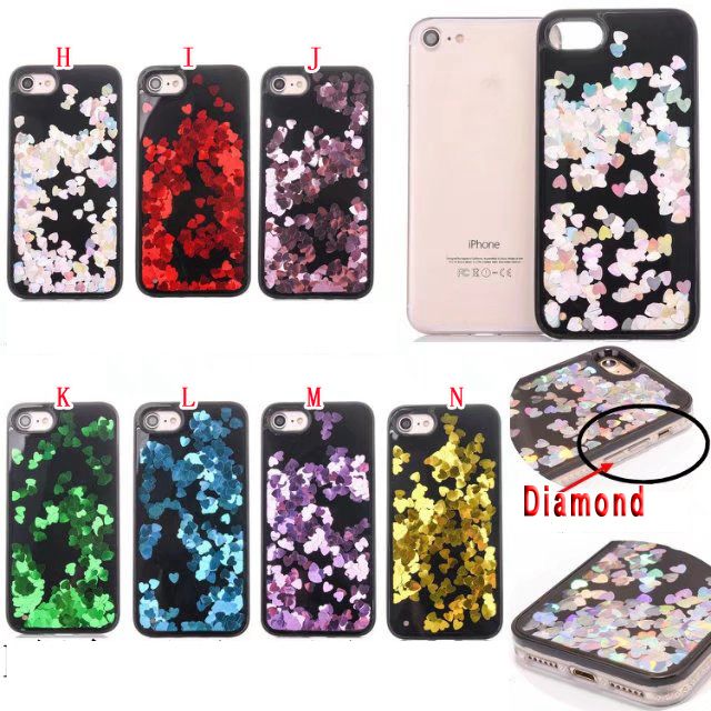 fashion quicksand liquid diamond soft tpu pc case for iphone 7 i7 6fashion quicksand liquid diamond soft tpu pc case for iphone 7 i7 6 6s plus i6 bling tinfoil love heart star cell phone skin cover customize phone cases