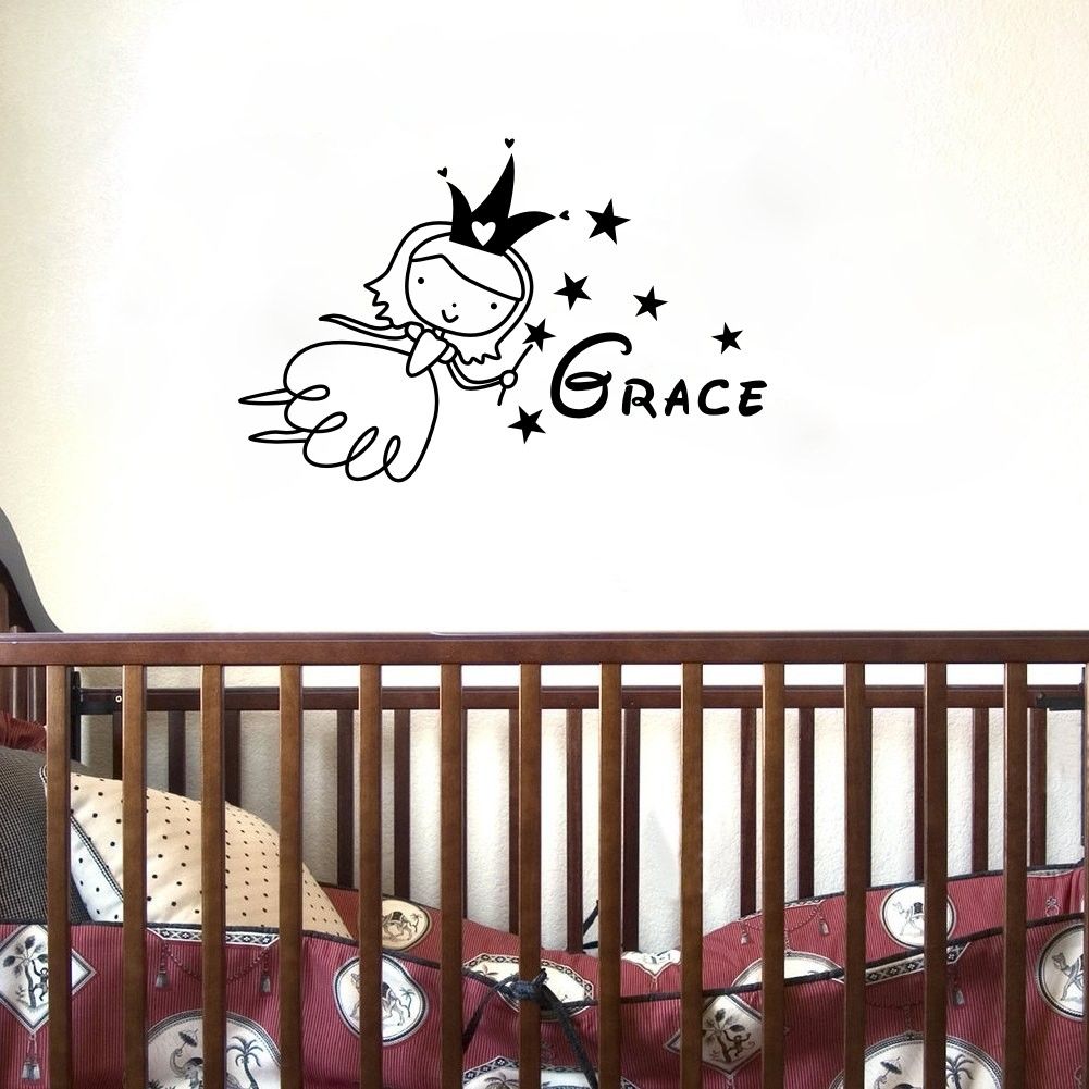 Custom Child Name Wall Stickers Cartoon Angel Creative Decals Custom Child Name Wall Stickers Cartoon Angel Creative Decals For Nursery Baby Bedroom Home Decor Decal From Flylife